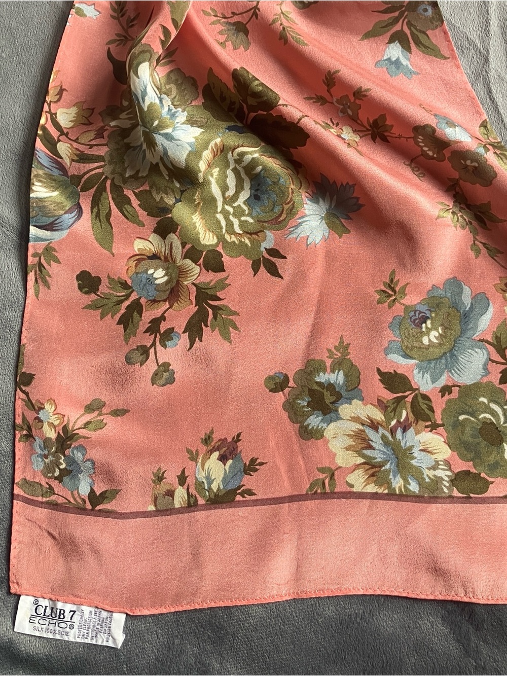 Echo Silk Coral Floral Scarf
